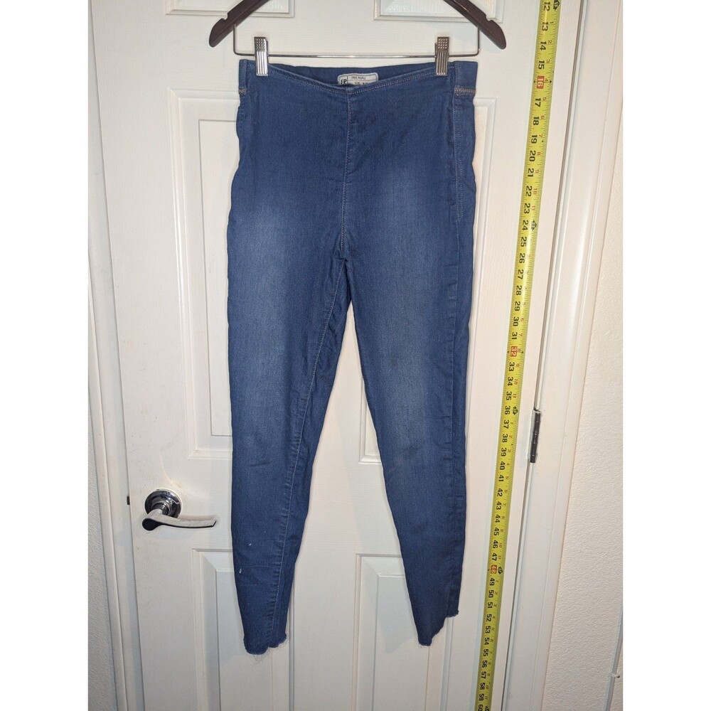 Free People Gummy Denim Pull On Pants Blue Jeans Womens Size 25 Elastic Waist